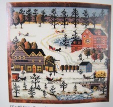 DMC VILLAGE SCENE Stamped Cross Stitch Kit by 12" X 15" 5818