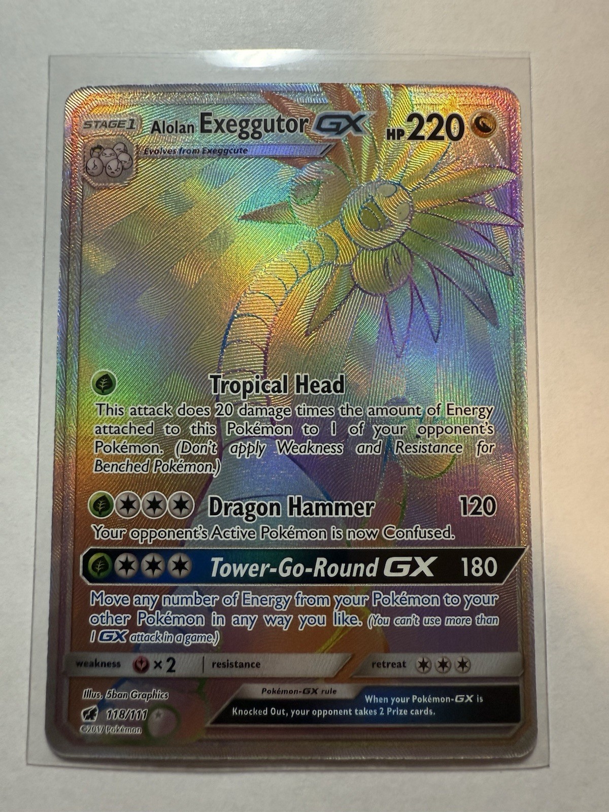 Pokemon Alolan Exeggutor GX Secret Rare 118/111 Sm-Crimson Invasion Full Art NM