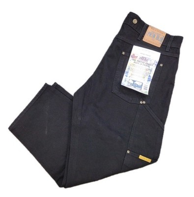 Prison Blues Mens Work Jeans Suspender Buttons 44x30 PRSN BLUE Black Denim NWT
