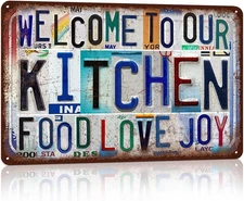 Vintage Kitchen Wall Decor Welcome to Our Kitchen Metal Sign Tin Signs Poster NW