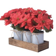 Poinsettia Flowers Artificial Christmas Decorations   3 Pack Red Poinsettias ...