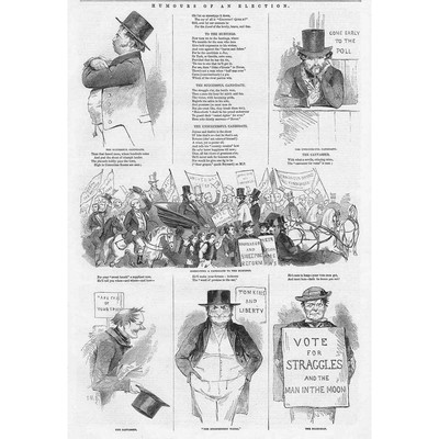 Humours of a Victorian Election - Antique Print 1847