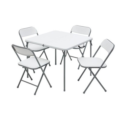 Mainstays Piece Resin Card Folding Table and Four Folding Chairs Set,  White