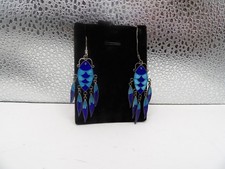 cloisonne articulated fish Earrings Dangle Drop VINTAGE