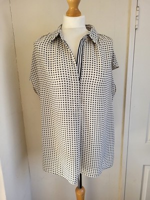 Max Studio Bluse Damen Gr. XL schwarz weiß Print ärmellos Relaxed Fit Freizeit
