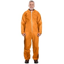 Orange Disposable Coveralls PE Coated Full Body Protective Suit 25 Pack XL 68 in