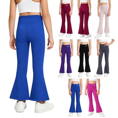 Kids Girls Trousers Elastic Pants Show Dance Costume Quick-dry Stretchy Waist