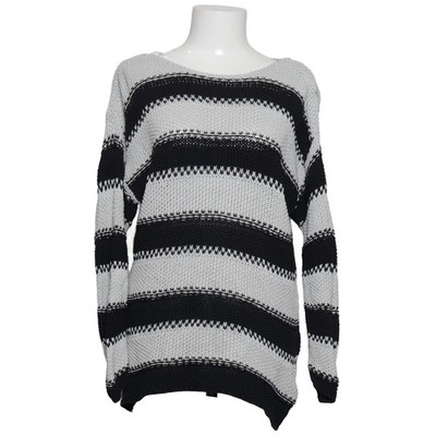 Geisha, Strickpullover, Größe: 40, Grau/Schwarz, Baumwolle, Streifen #lPo