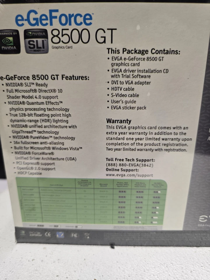 EVGA e-GeForce 8500 GT Graphics Card DDR2 256MB PCI-E NVIDIA - Image 4 of 4