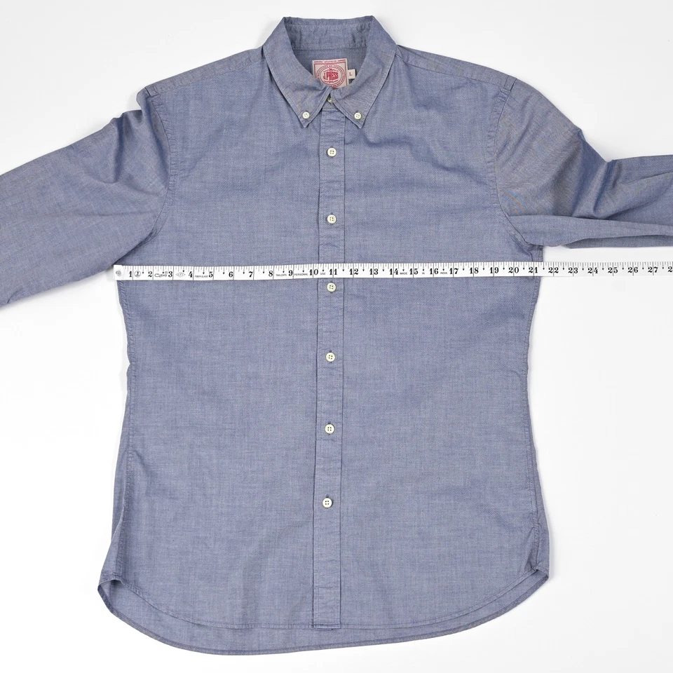 J. PRESS Blue Button Down Shirt Men's Large India Egyptian Cotton Ivy Preppy - Image 4 of 4