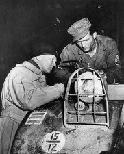 American soldier George Smith Patton listening to one of GI's who i- Old Photo
