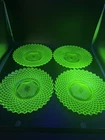 Westmoreland Uranium Vaseline Glass English Hobnail 8.25" Plates (Set of 4)