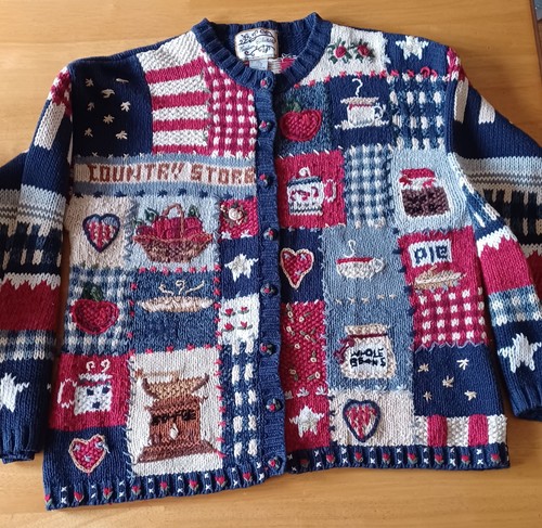 Heirloom Collectibles Damen S Country Store Patchwork Strickjacke Pullover