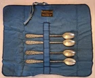 4 STIEFF Rose Flower STERLING SILVER 7.5" ICED TEA SPOONS Repousse NO MONOGRAM