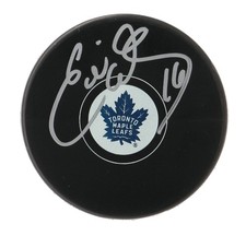 ED EDDIE OLCZYK TORONTO MAPLE LEAFS SIGNED AUTOGRAPHED LOGO PUCK WITH COA