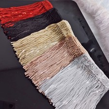 14cm Tassel Sequins Lace Trimmings DIY Dancewear Costume Trim Sew Accessory Chic