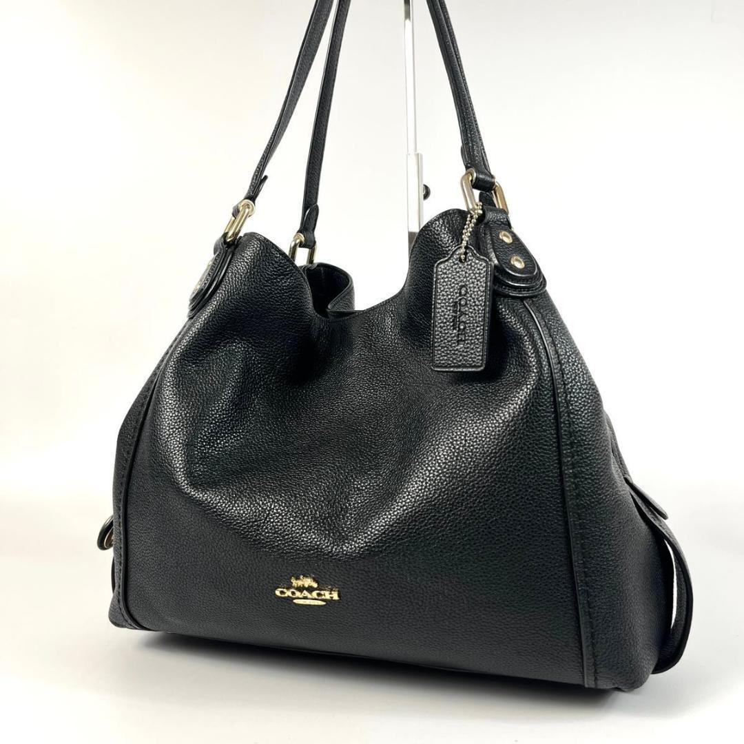 Coach 57125 Shoulder Bag Black Large Capacity Tote Handbag Authentic