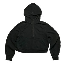 Lululemon Scuba Hoodie Women Black M/L Oversized 1/2 Zip Cropped Pullover Heavy