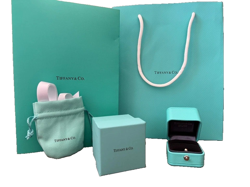 Tiffany & Co blue jewelry ring box with velvet pouch