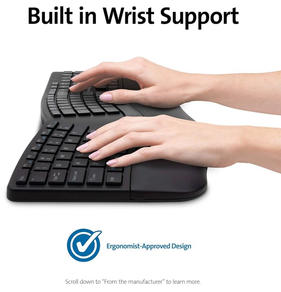 Kensington Pro Fit Ergo Wireless Keyboard QWERTY Layout, Dual 2.4GHz and - Image 4 of 4