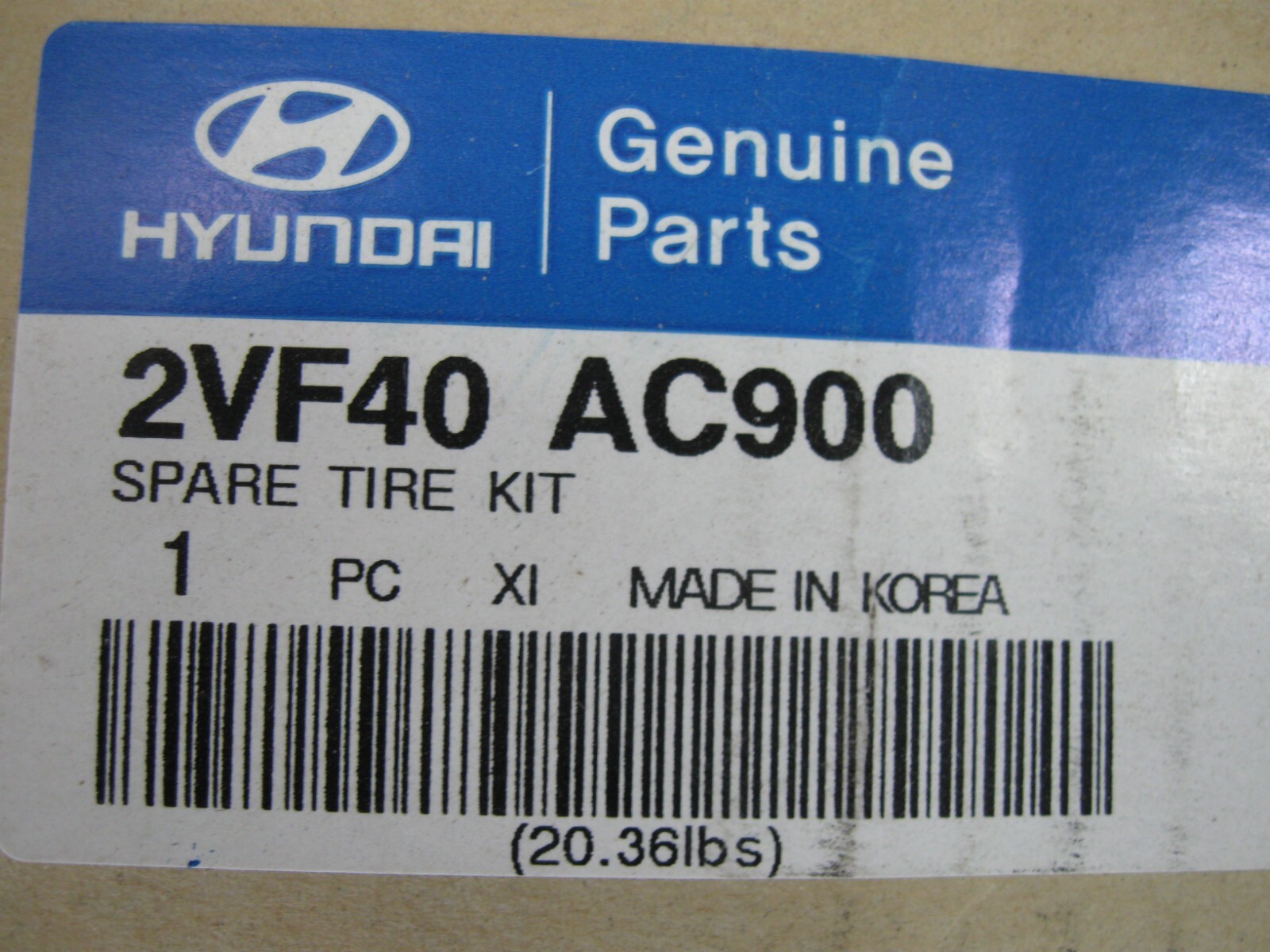 Genuine OEM Hyundai 2015 Veloster Spare Tire Kit 2vf40ac900 for sale