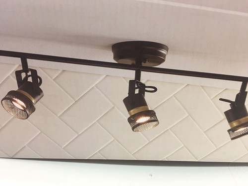 3-Light Mesh Matte Black/Soft Gold Dimmable LED Track Bar Fixed Track Light Kit - Picture 2 of 6