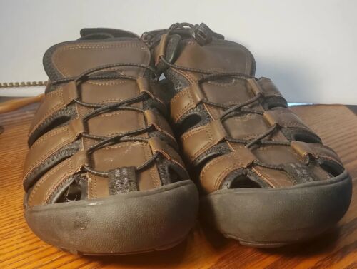 Mens 9 Hiking Khombu  Sport Sandals Brown Bungee Laces New - 第 1/9 張圖片
