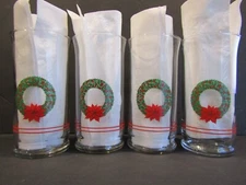 Libbey for JC Penney's Set of 4 WREATH 5.5" Glasses 12 oz HIGHBALL TUMBLERS