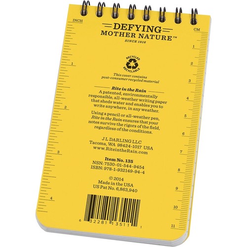 Blue Ridge Knives Top Spiral Yellow Notebook 3x5 - Picture 2 of 2