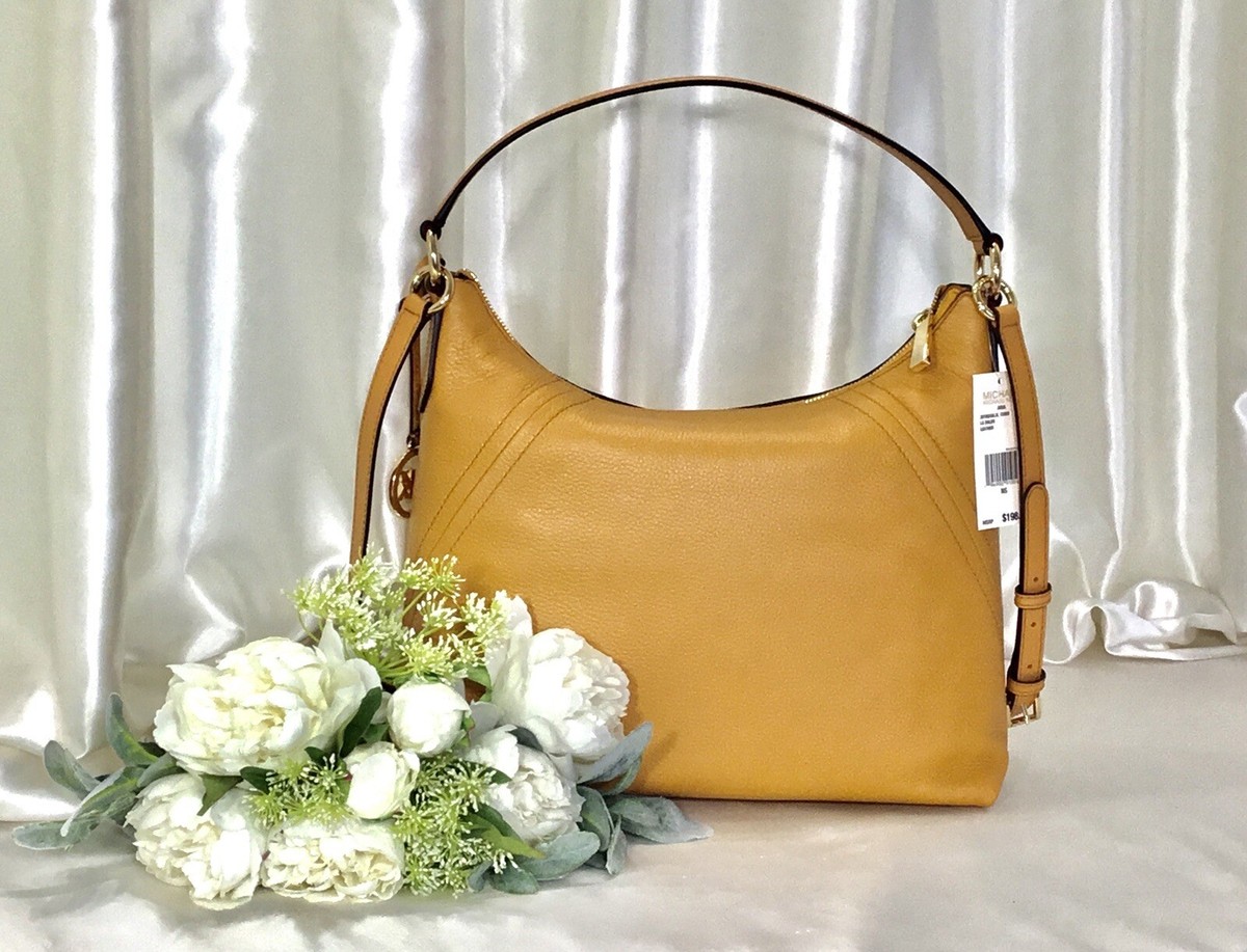 ☂️🍄Michael Kors Aria Pebble Leather Shoulder Bag Cider/Gold NWT