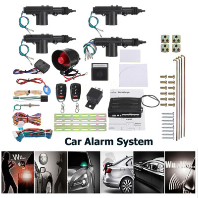 Keyless Entry Car Alarm Security System w 4 Door Power Lock Actuator Motor Kit