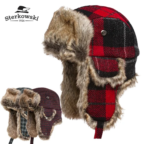 Sterkowski LUMBERJACK Harris Tweed Ear Hat with Earflap Warm Winter Cap