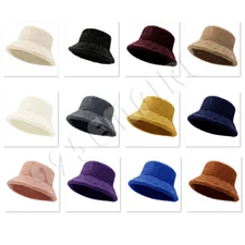 Soft High Quality Warm Lining Winter Bucket Hat Faux Fur Fuzzy Cozy Wide Brim 