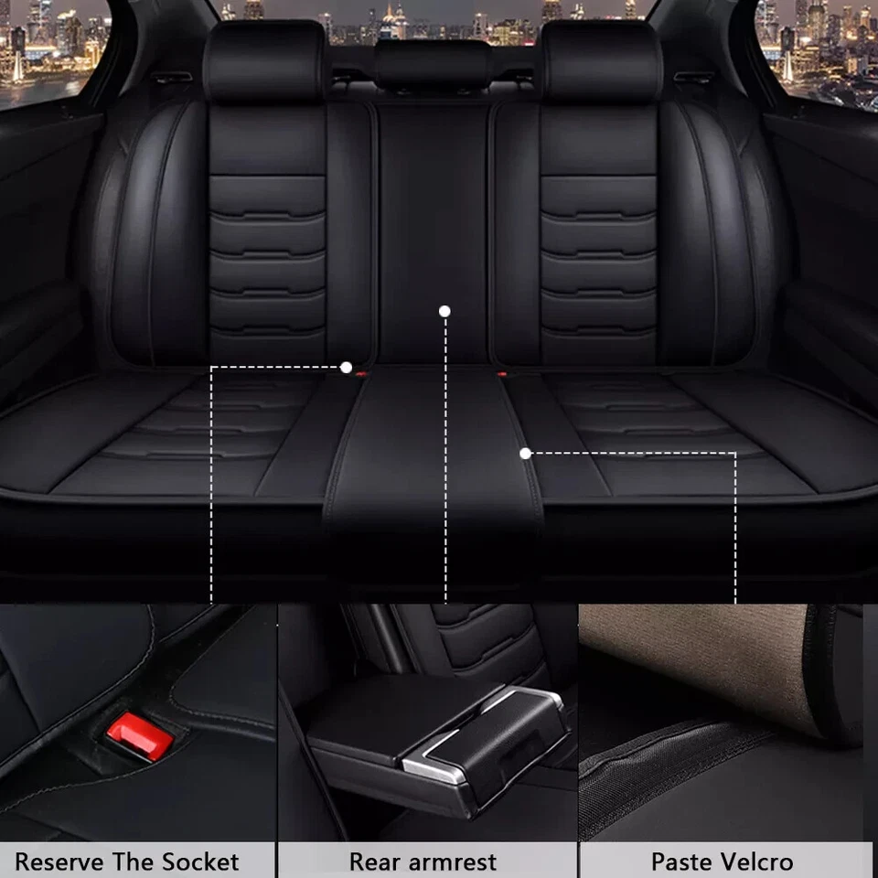 Car Seat Covers for Volvo V50 V70 V60 V90 Cross Country 5 Seats Leather Black — 第 3/4 张图片