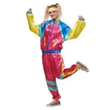 Women 80s Costume Retro Party Tracksuit Neon Hip Hop Windbreaker Women X LARGE