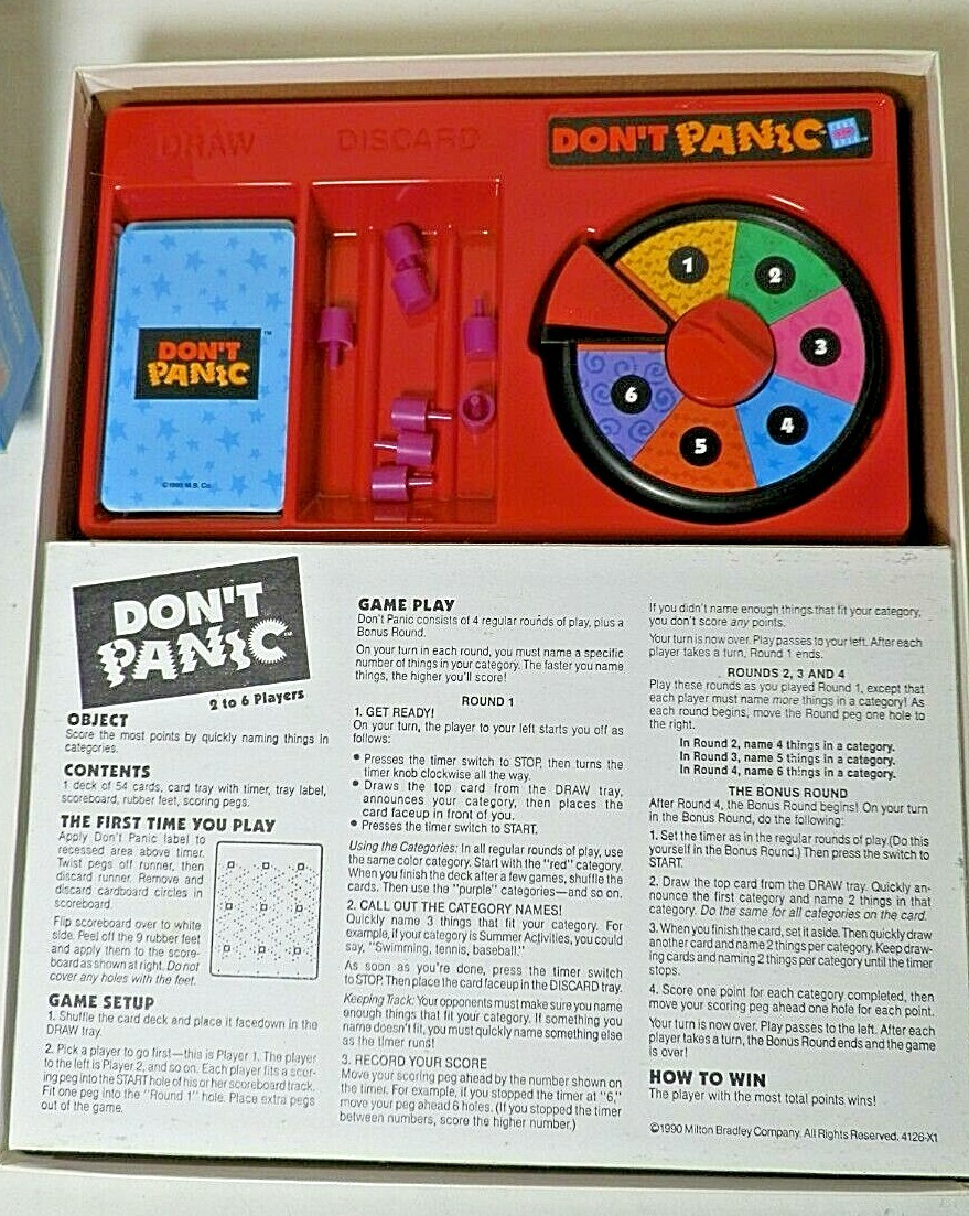 Vintage 1990 Don't Panic Game by Milton Bradley Complete
