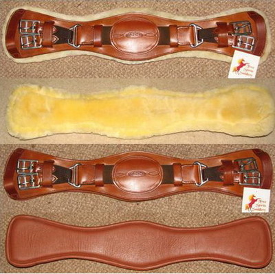 FSS Leder LAMMFELLFUTTER human anatomisch bequem geformter Dressurgurt hellbraun