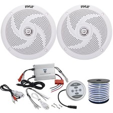 2 x Pyle PLMRS6W 6.5" 240W Stereo Speakers, 2-Channel Amplifier, Speaker Wire
