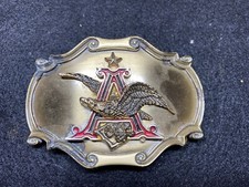 Vintage Anheuser Busch Belt Buckle 1978 Raintree USA Eagle Enameled Logo Brass
