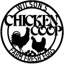 Personalized Chicken Coop Metal Sign, Hen House Fluffy Butt Hut Wall Art Decor 2
