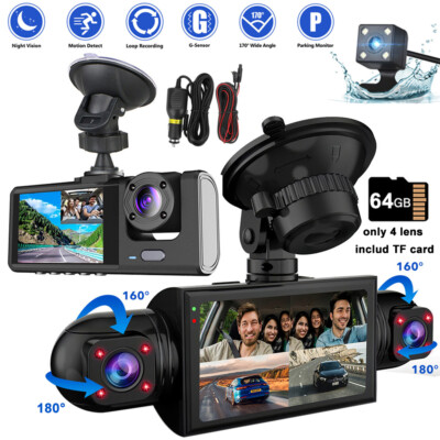 HD 1080P Dash Cam 360° Dash Camera 2/4 Lens Driving Video Recorder G-sensor US