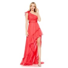 NWT Mac Duggal Ruffled One Shoulder Asymmetrical Gown - size 12