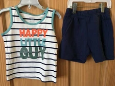NEW Carter's Boys Stripe Tank Shirt & Pull on Shorts Set 2pc 24M, 3T, 4T, 5T