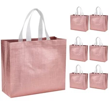 6 Pack Gift Bags Reusable Tote Bags with Handles for Party Wedding