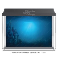 Sunken Castle Ruins Sea Polyester Fish Tank Glass Backdrop Aquarium Background