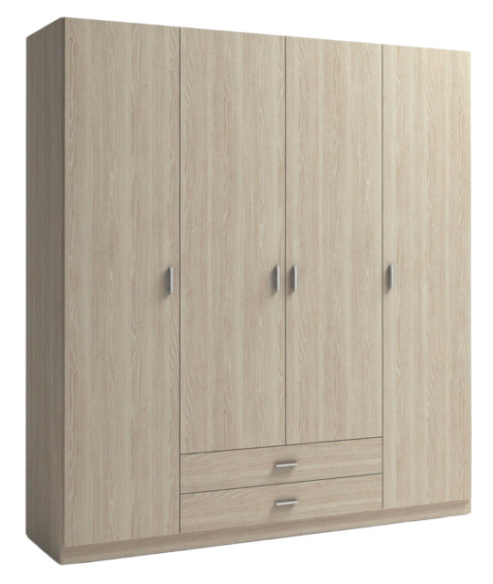 Armario ropero 4 puertas 2 cajones color efecto madera dormitorio 198x53cm | Compra online en eBay