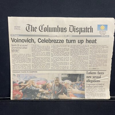 Columbus Dispatch Newspaper Front Page Reds Cincinnati Toasts Its Champions 1990