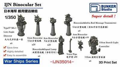 Bunker Studio 1/350 IJN Binocular Set&Search Light&Signal Lamp IJN35014 