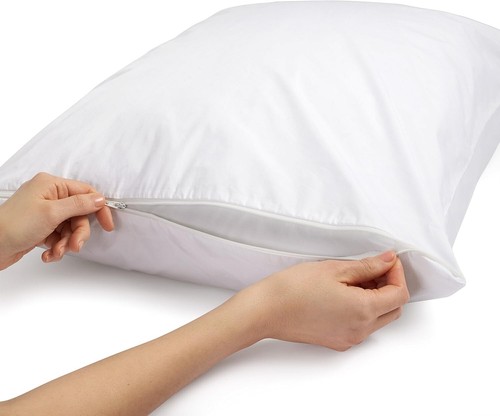Zippered Hypoallergenic Body Pillow Protector - 100% Cotton, Easy Care, 55 x 21 - Picture 7 of 10