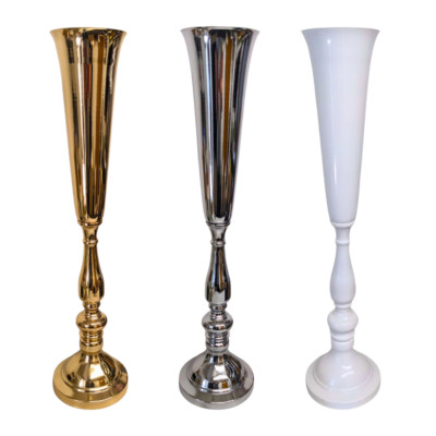 Blumenvase Hochzeit Aufsteller Metall Event Herzstück Gold Silber Weiß
